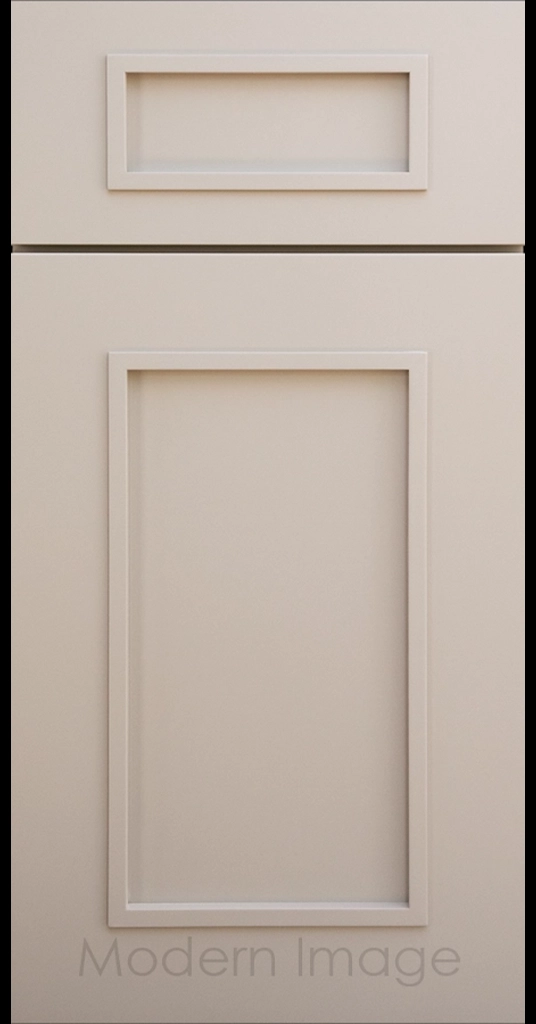 Gilbert cabinet a recessed flat panel and elevated molding in Beige color.